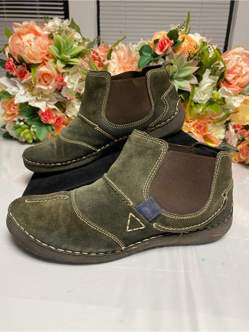 Josef Seibel Fergey 55 Nubuck Leather Chelsea Boots Green Women’s EU 38 Comfort
